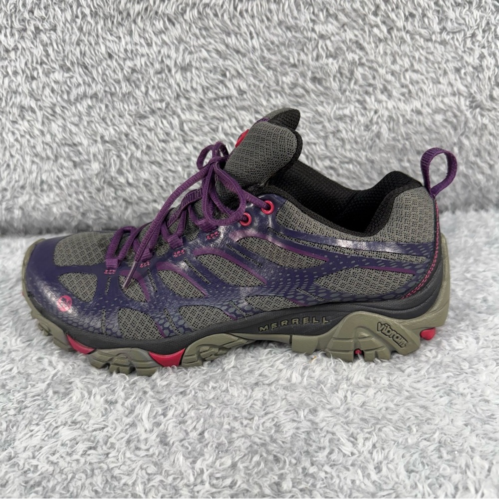 Merrell Moab Edge Hiking Shoes Gray Plum Plumeria Women's Size 9.5